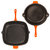 Neo 4pc Cast Iron Cookware Set, Fry Pan, Grill Pan & Round Dutch Oven, Orange