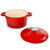 Neo 4pc Cast Iron Cookware Set, Fry Pan, Grill Pan & Round Dutch Oven, Red