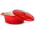 Neo 4pc Cast Iron Cookware Set, Grill Pan, Fry Pan & Oval Dutch Oven, Red