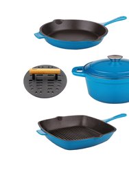 Neo 5Pc Cast Iron Cookware Set - Blue