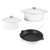 Neo 5pc Cast Iron Dutch Oven Set With 10" Fry Pan, 3qt. & 5qt., White