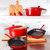 Neo 9pc Cast Iron Cookware Set, Red