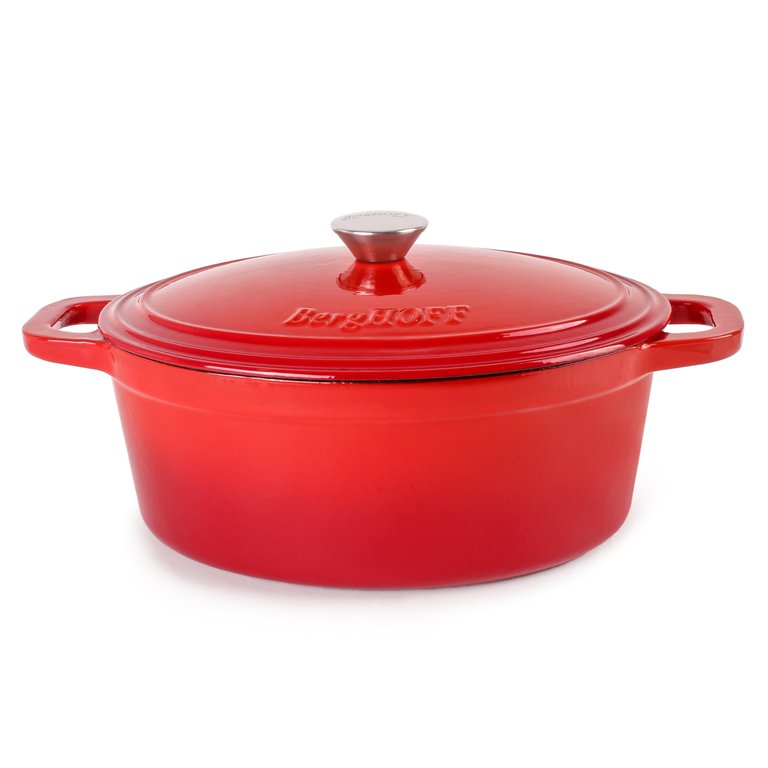 Neo Cast Iron 5qt. Oval Dutch Oven 11.5" With Lid - Red - Red