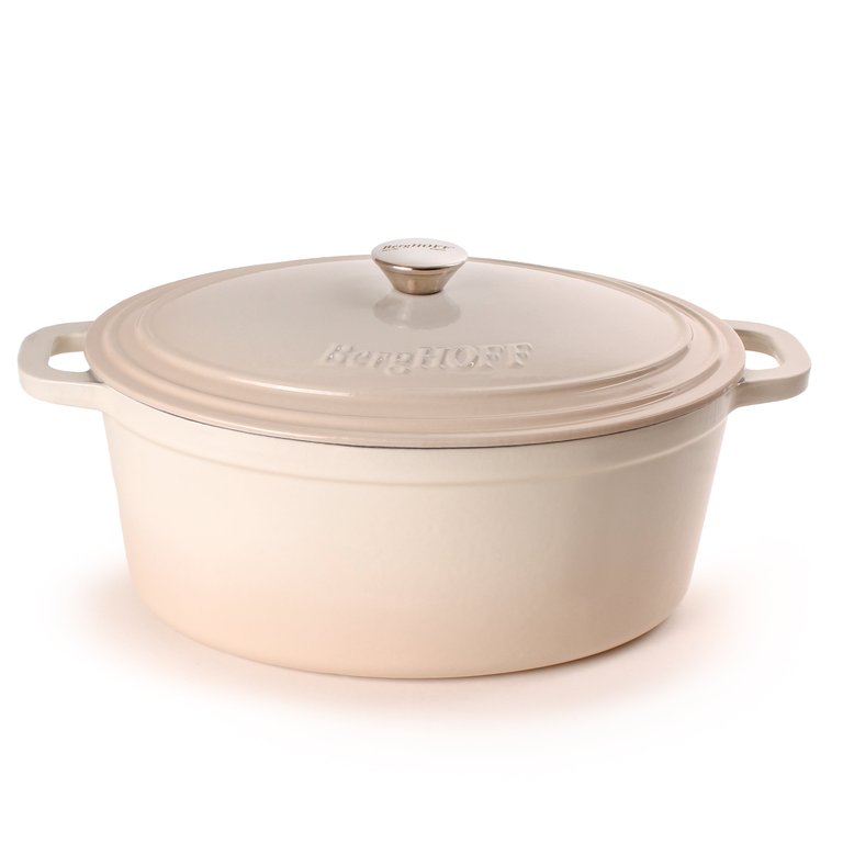 Neo Cast Iron 8qt. Oval Dutch Oven 13" With Lid, Meringue