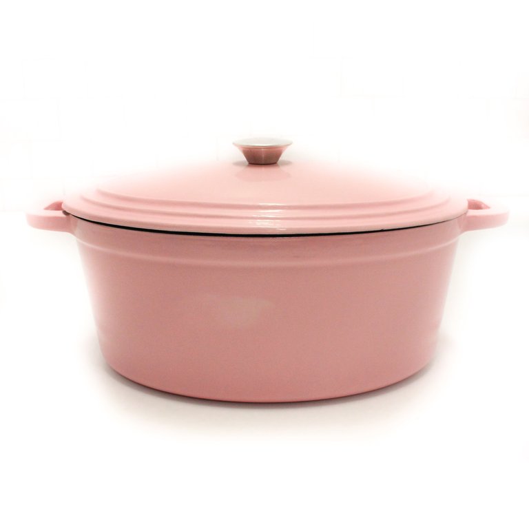 Neo Cast Iron Oval Covered Dutch Oven Dish 5qt- Pink - Pink