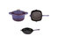 Neo Cast Iron Set 3pc Purple (3qt Cast Iron Covered Stockpot, 10" Cast Iron Fry Pan, 11" Cast Iron Grill Pan)