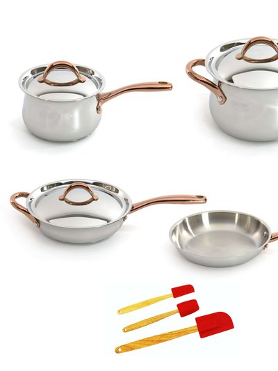 BergHOFF Ouro Gold 10 Pieces 18/10 SS Cookware Set With SS Lid And Bronze Handles product