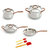 Ouro Gold 10 Pieces 18/10 SS Cookware Set With SS Lid And Bronze Handles