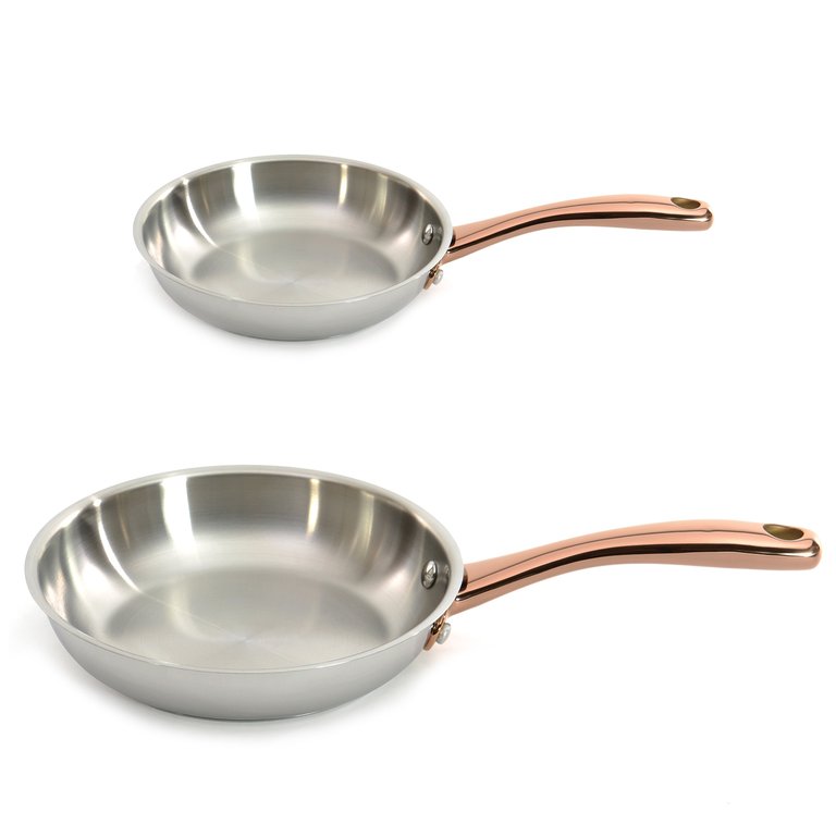 Ouro Gold 2pc 18/10 Stainless Steel Fry Pan Set