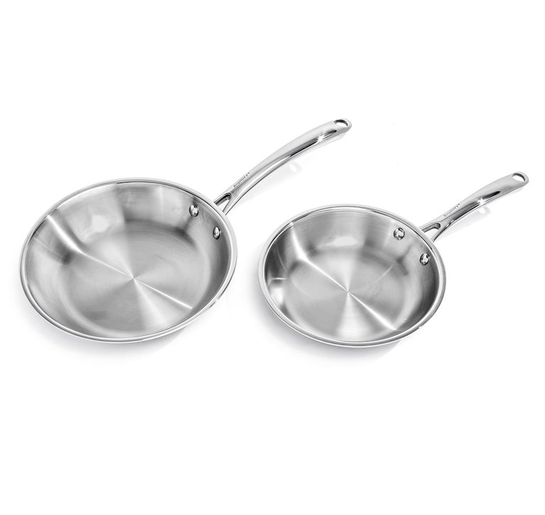 Professional 2 Piece Tri-Ply 18/10 Stainless Steel Cookware Set - 8" & 10" Fry Pan