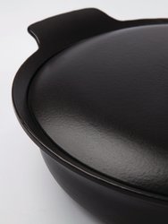 Ron 11" Cast Iron Covered Deep Skillet 3.5Qt, Black