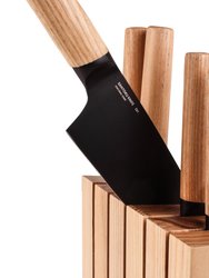 Ron 6 Pieces Knife Block Set With Ash Wood Natural Handle