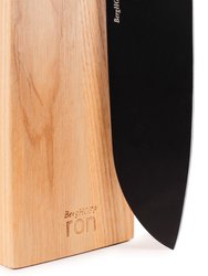 Ron 6 Pieces Knife Block Set With Ash Wood Natural Handle