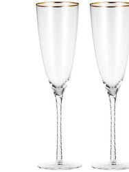 Champagne Glasses- Luxurious Crystal Champagne Flutes with Twisted Stem - Set Of 4