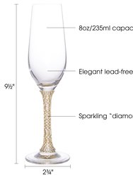 Champagne Glasses Set of 2 - Two Gold Tone Champagne Glasses for Toasting (6)