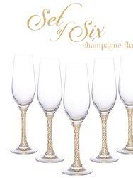 Champagne Glasses Set of 2 - Two Gold Tone Champagne Glasses for Toasting (6)