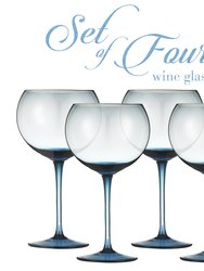 Colored Glasses - Luxurious and Elegant Sparkling Blue Colored Glassware - Set Of 4