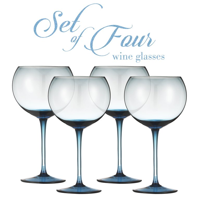 Colored Glasses - Luxurious and Elegant Sparkling Blue Colored Glassware - Set Of 4