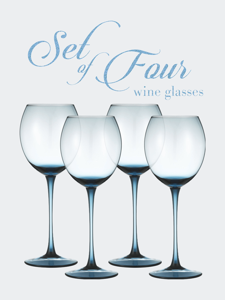 Colored Glasses - Luxurious and Elegant Sparkling Blue Colored Glassware - Set Of 4