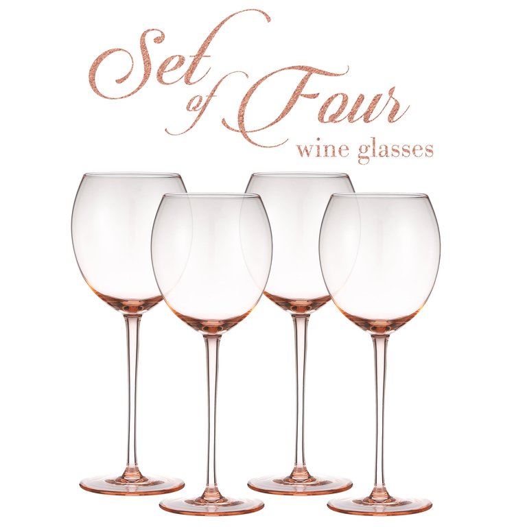 Colored Glasses - Luxurious and Elegant Sparkling Rose Colored Glassware - Set Of 4