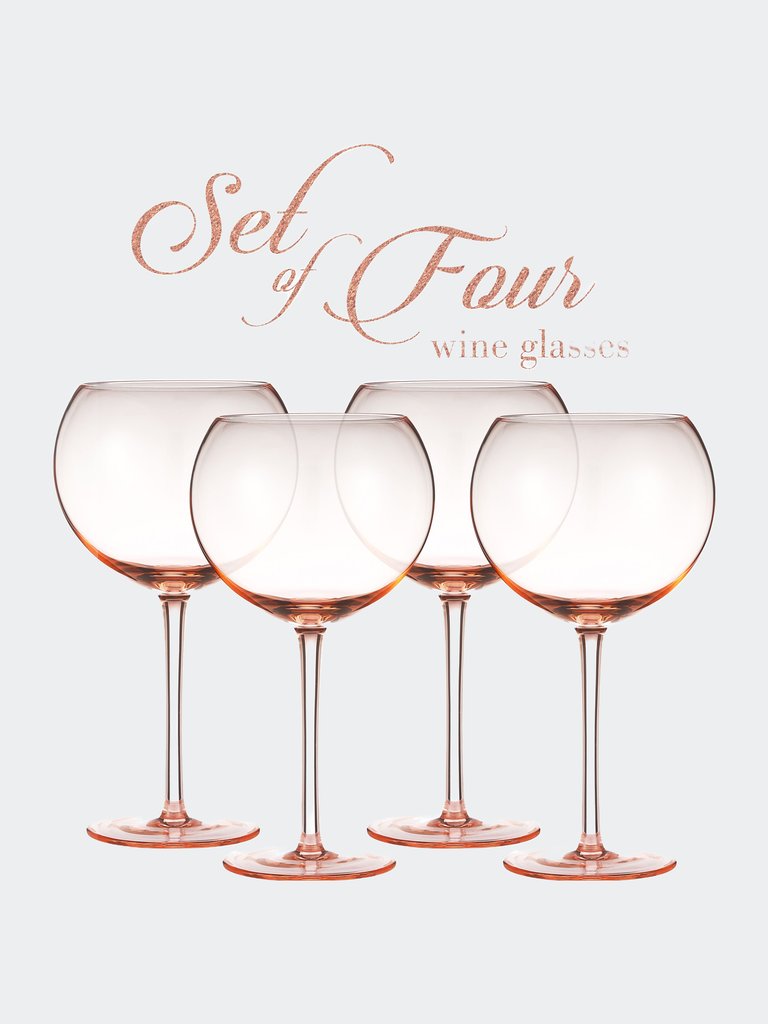 Colored Glasses - Luxurious and Elegant Sparkling Rose Pink Colored Glassware -  Set Of 4