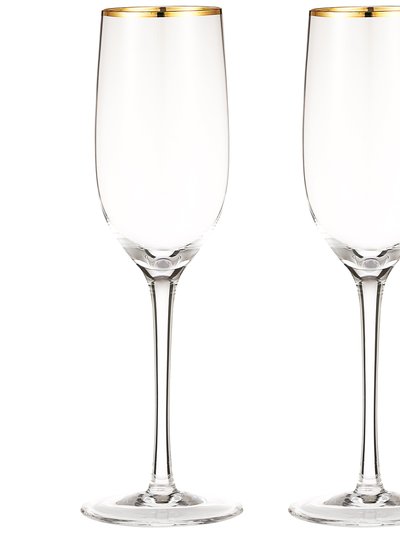 Berkware Crystal Champagne Flutes With Gold Tone Rim - Set of 6 product