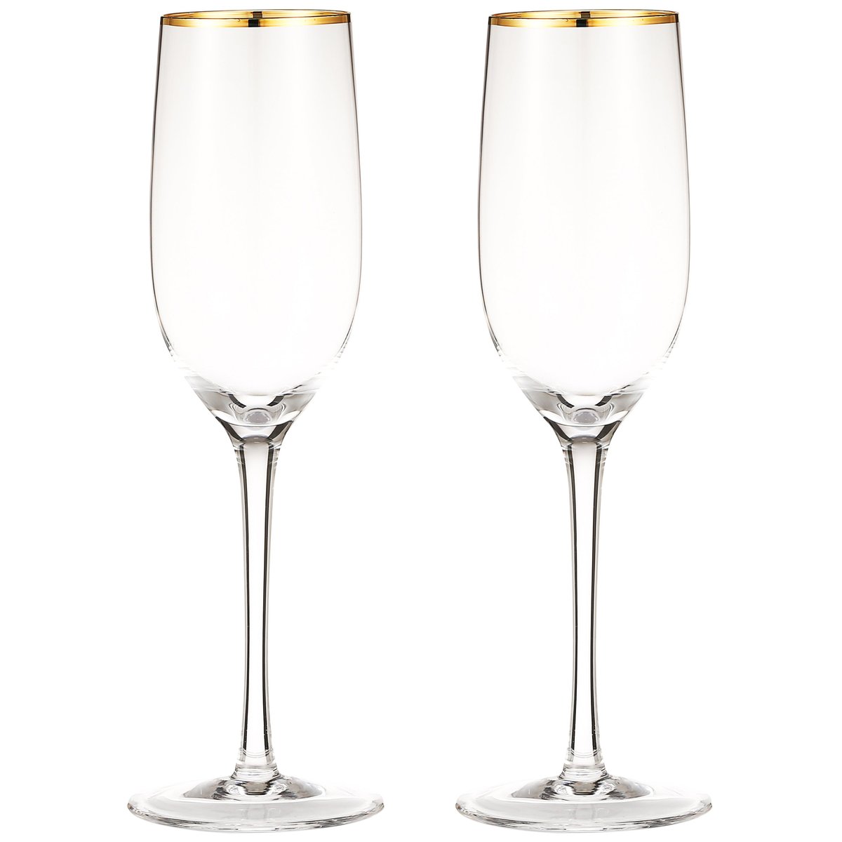 Berkware Crystal Champagne Glass with Gold Rim, Set of 6, 1