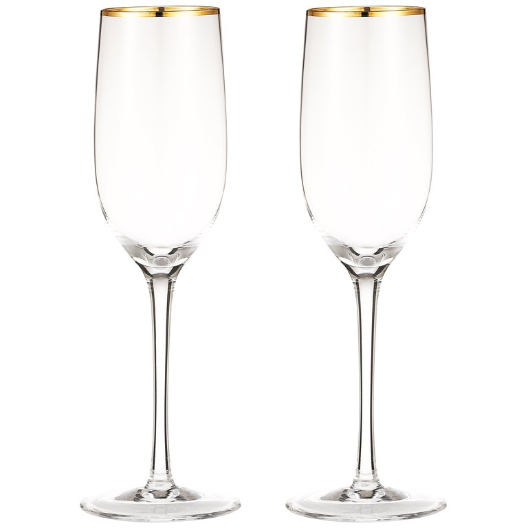 Gold Rim Champagne Flutes, Set of 6