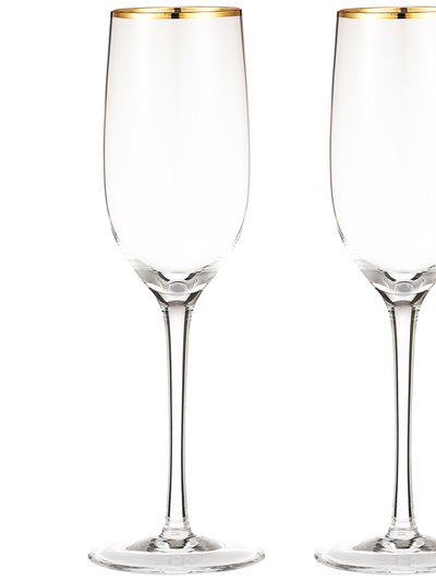 Berkware Crystal Champagne Flutes With Gold Tone Rim product