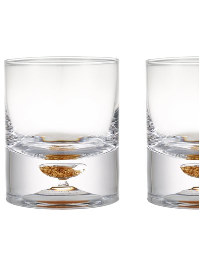 Berkware Lowball Whiskey Glasses with Unique Embedded Gold Flake Design - Set of 4 product