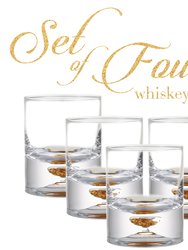Lowball Whiskey Glasses with Unique Embedded Gold Flake Design - Set of 4