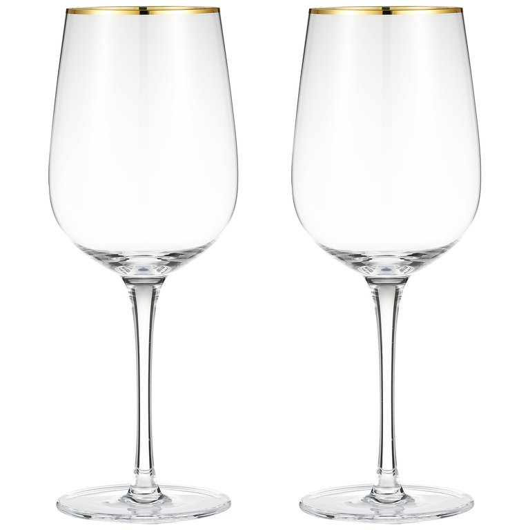  Luxurious And Elegant Long Stem Red Wine Glass With Gold Tone Rim