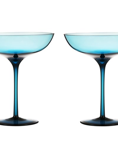 Berkware Luxurious and Elegant Sparkling Blue Colored Glassware - Coupe Cocktail Glass - Set of 4 product