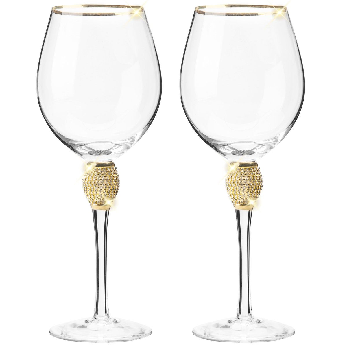 Crystal Clear Wine Glasses With Gold Rims. Set of Seven Large, 8, Wine  Stemware. Modern and Minimal Glassware With Ball Stem. 
