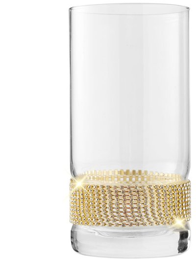 Berkware Luxurious Highball Cocktail Glasses - Sparkling "Rhinestone Diamond" Studded  Collins Glass - 16oz, Set Of 2 product