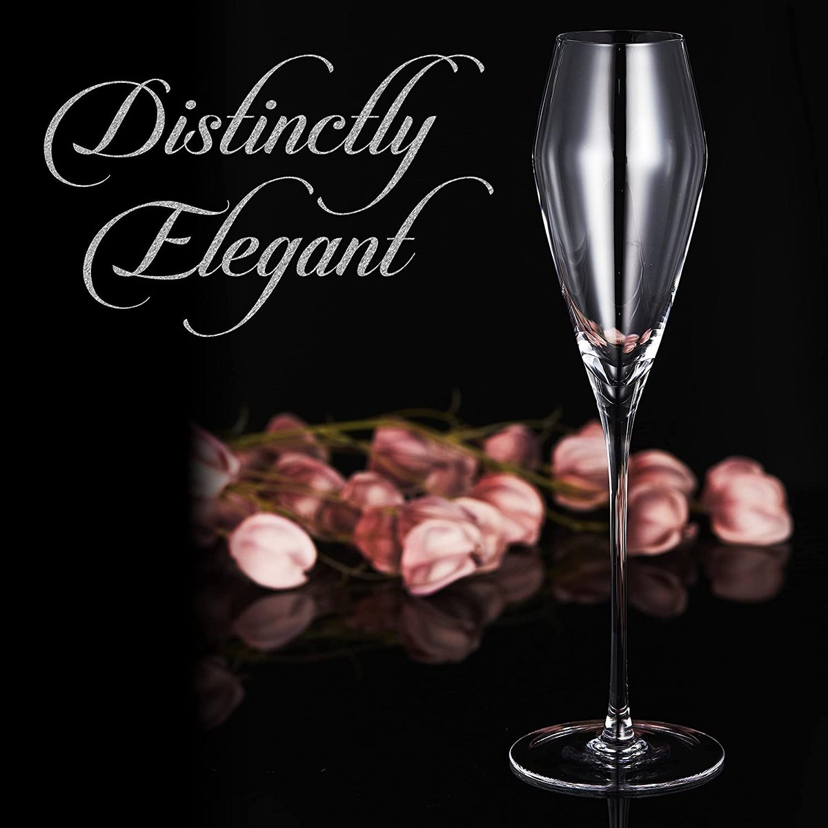 Berkware Elegant Tulip Shaped Long Stem Crystal Champagne Flutes - 7.7 oz  (Set of 6)