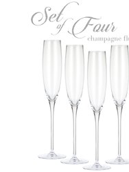 Premium Crystal Champagne Flutes - Set of 4