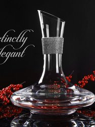 Red Wine Decanter - Luxuriuos 750ml Wide Base Glass Wine Carafe With Dazzling Rhinestone Design (Silver Tone)