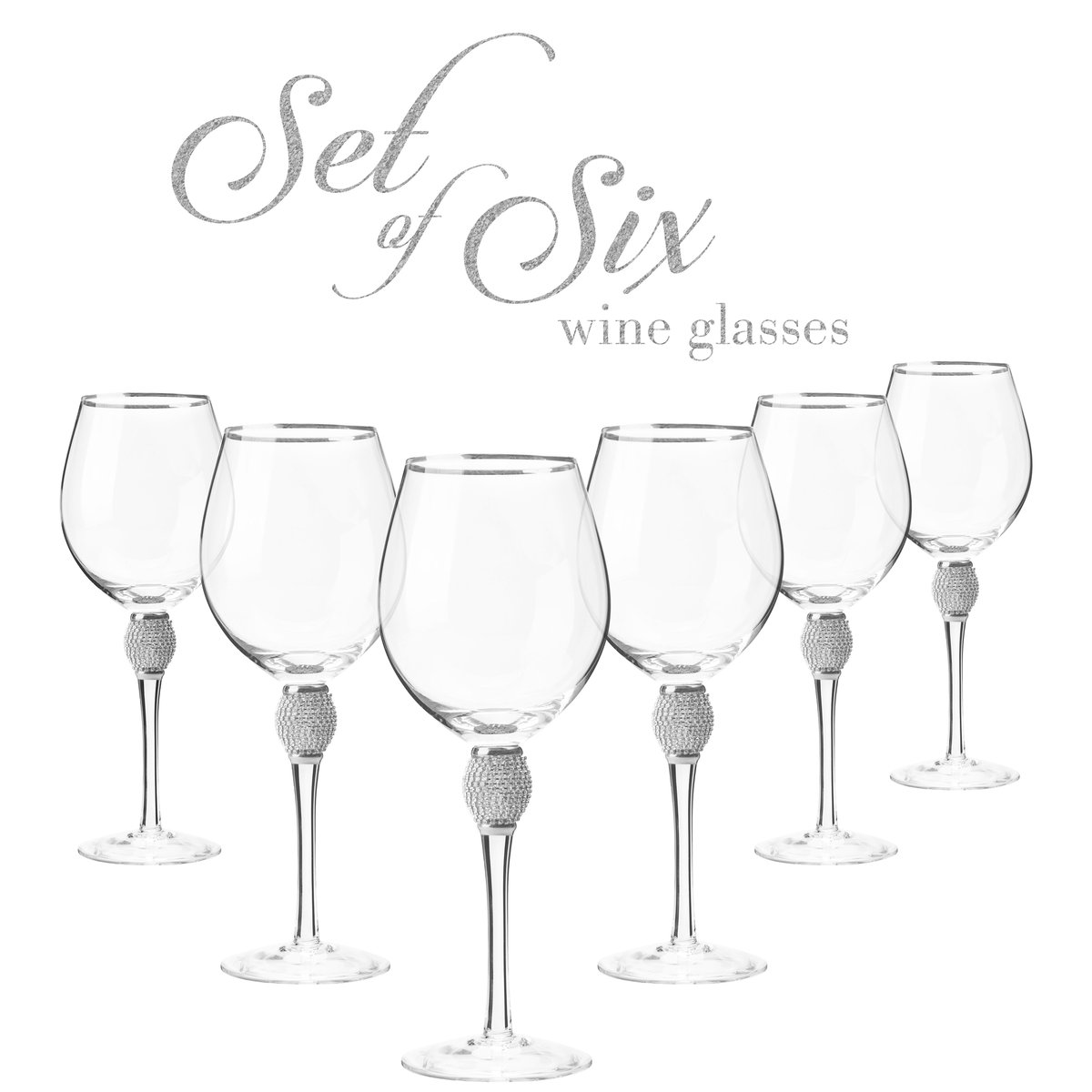 Rhinestone Stem Wine Glass 