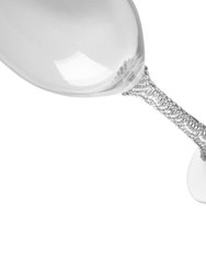 Set of 2 Crystal Wine Glasses - Elegant Silver tone Studded Long Stem