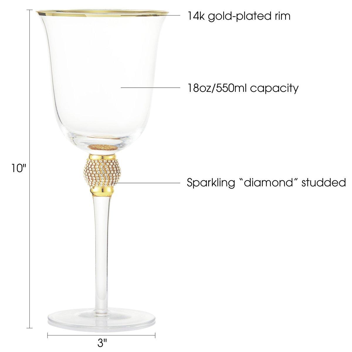 4-Piece Goldtone-Accented Wine Glass Set