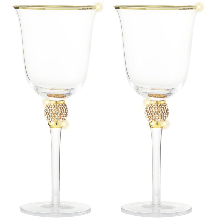 4-Piece: Berkware Tall Wine Glasses with Gold Tone Rim