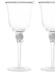 Set Of 2 Rhodium Silver Tone Wine Glasses