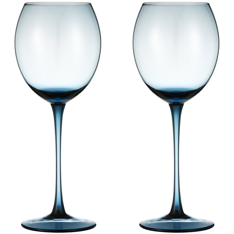 Berkware Sophisticated Oversized Blue Colored Wine Glass - 18.7oz (Set of 2)