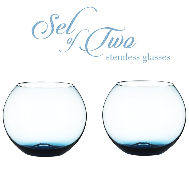 Set Of 2 Sparkling Colored Stemless Wine Glass
