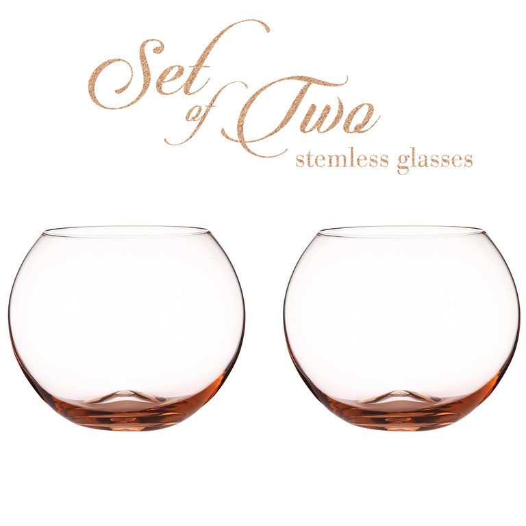 Set of 2 Sparkling Colored Stemless Wine Glass