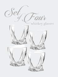 Set of 4 Lowball Whiskey Glasses - Modern Twisted Base Desi