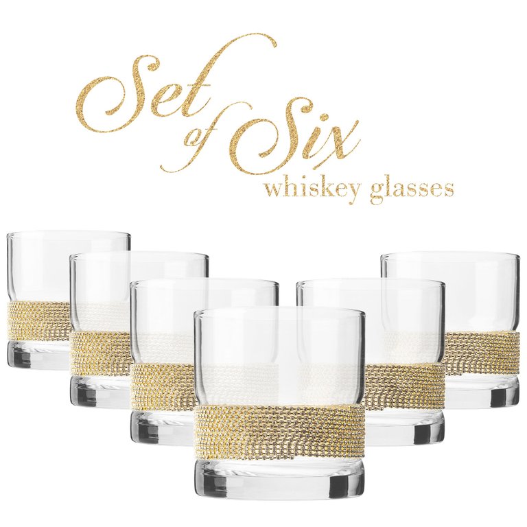 Set Of 6 Elegant Old Fashioned Whiskey Glasses
