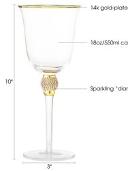 Set Of 6 Gold Tone Wine Glasses