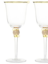 Set Of 6 Gold Tone Wine Glasses